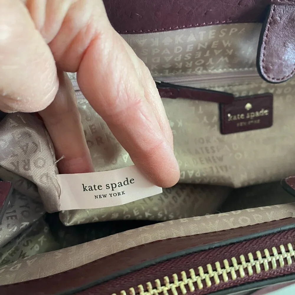 kate spade New York Bristol Drive 100% leather handbag cherrywood luxury classic